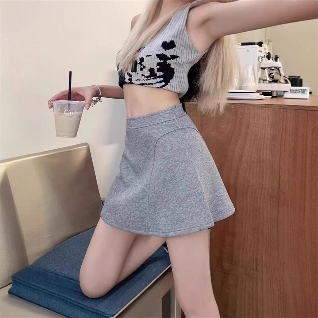 Preppy Black Chiffon Tiered Skirt for Women Spring Summer High-waisted Slimming Anti-exposure Skirt A-line Casual All-match Versatile Mini Skirt