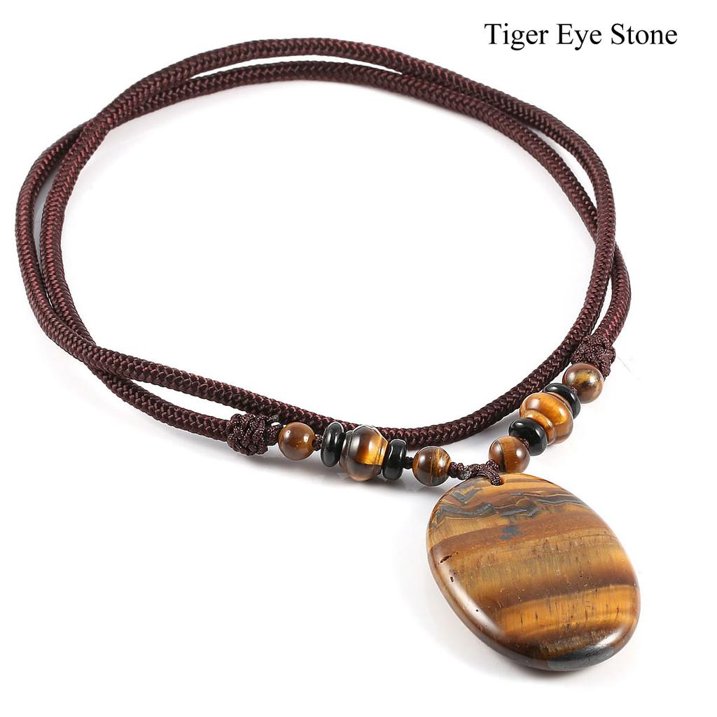 1 buc. Colier cu pandantiv oval din piatră naturală energetică, piatră prețioasă de cristal vindecător cu aura boemă, cu lanț, pentru femei, bărbați, îmbrăcăminte zilnică, bijuterii, cadouri