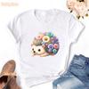 Kawaii Hedgehog Printed T Shirt Girls Summer Fashion Tops Tee Shirt Femme Funny White Tshirt Unisex Harajuku Shirt
