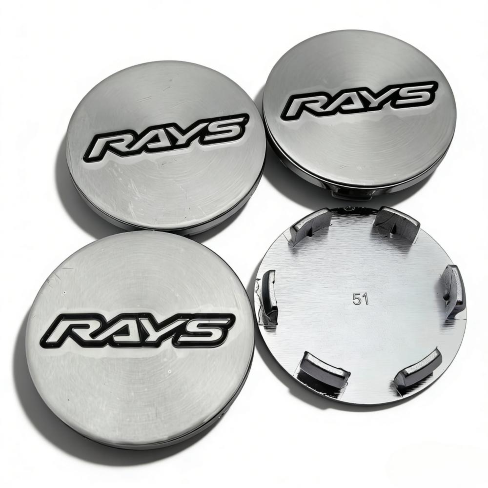 4pcs Rays Logo Emblem Badge Car Wheel Center Caps 51MM Clips 46MM Wheels Hub Cap Rim Hubcaps Dust Cover Replace Car Accessories