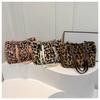 Vintage Leopard Ladies Plush Tote Bags Large Capacity Portable Women's Faux Fur Shoulder Bag Furry Casual College Girls Handbags