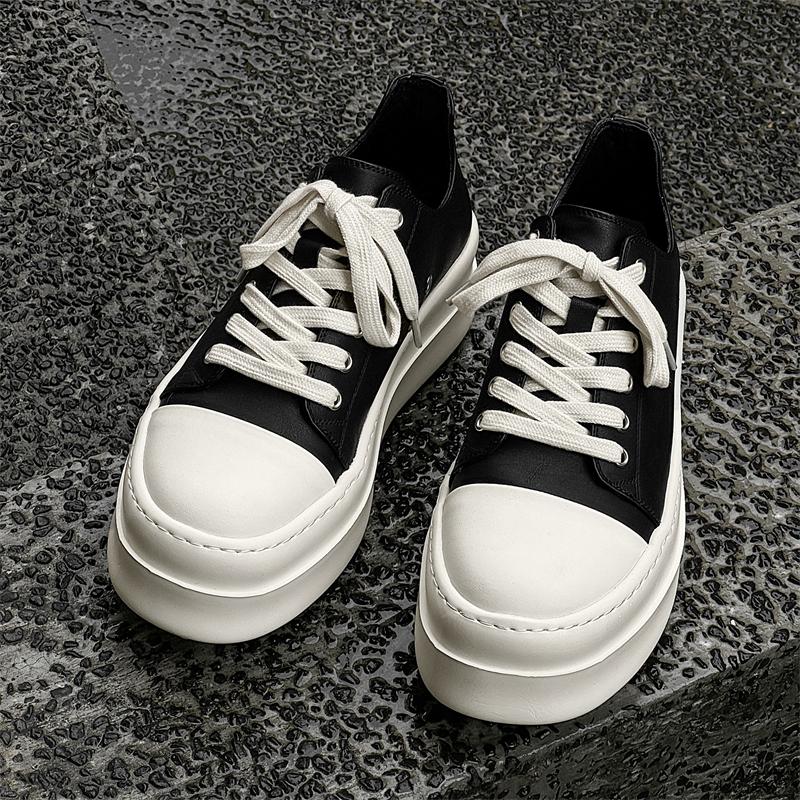 British Style2026Brand Men Outdoor Thick Bottom Casual Leather Sneaker Luxury Genuine Leather Handmade Designer Vulcanized Shoes