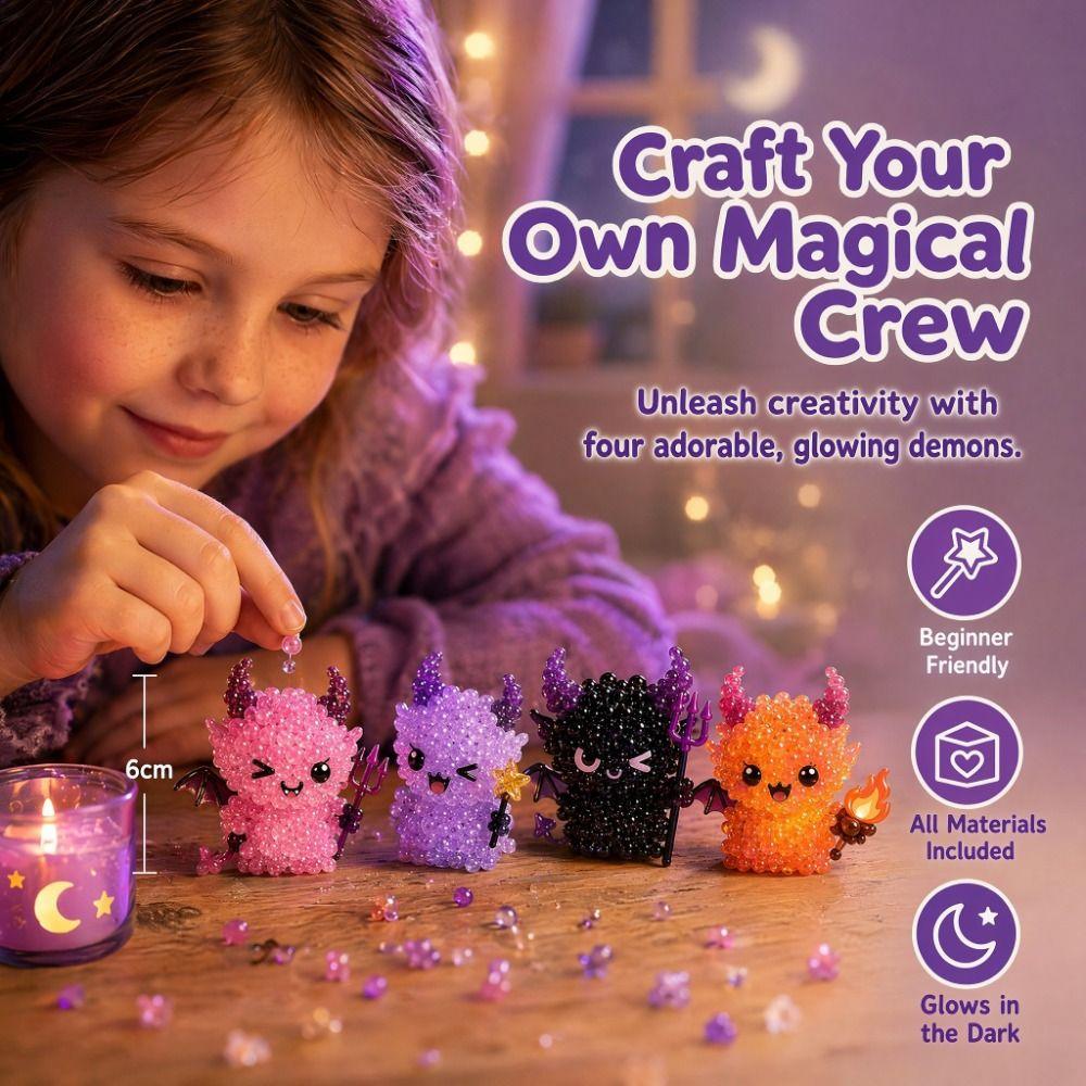 Tiny Glowing Fantasy Spirits DIY Bead Kit Handmade 3D Bead Pet Keychain Making Kit  For Beginners