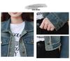 Women's Retro Short Denim Jacket with Polo Collar