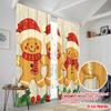 2pcs  2D plane printing Light Filtering Curtains Gingerbread Friends Christmas Holly (2) 100% Polyester (without rod) Festive for