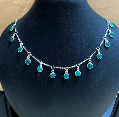 Colar de ônix verde, colar feminino, prata esterlina 925, joias com pingente de prata, joias artesanais, presente para ela