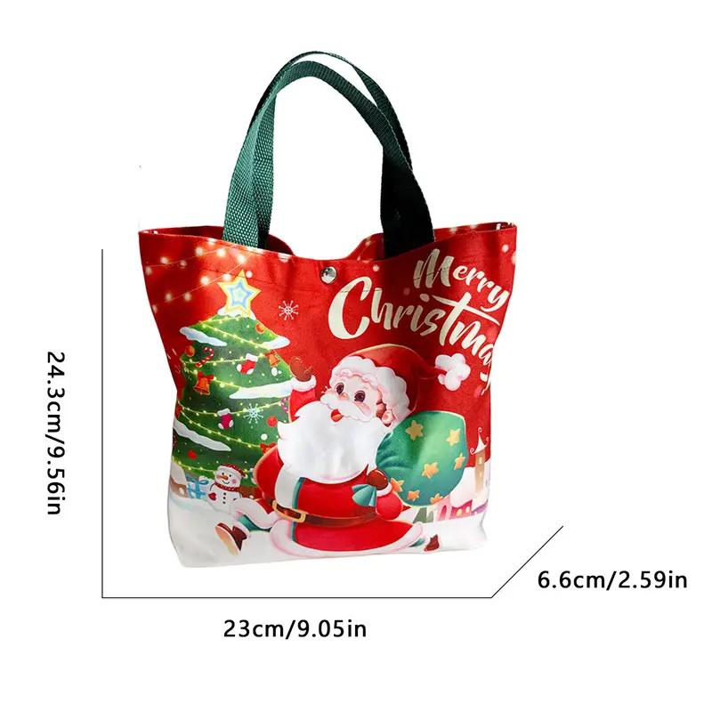 Reusable Christmas Present Bags with Handles,  Decorations - Durable Canvas Tote Bags,  Gift Wrap Storage Gift Boxes & Bags