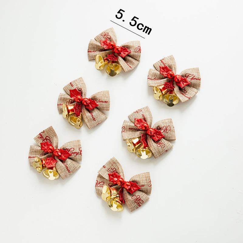 10pcs Christmas Bow With Bell Mini Xmas Tree Bowknot Pendant Ornaments For Home Decoration 2025 Navidad New Year Party DIY Gifts