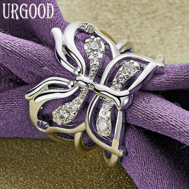 Inel fluture cu zirconiu deschis, argint 925, bijuterii de modă