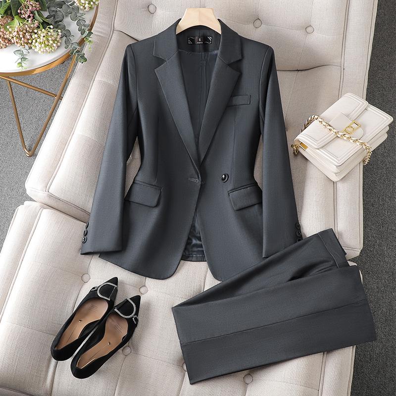 

Suits Women Spring Autumn Temerament Professional Long Sleeve Slim Blazer and Pants Sets Office Lady Work Wear XXXL