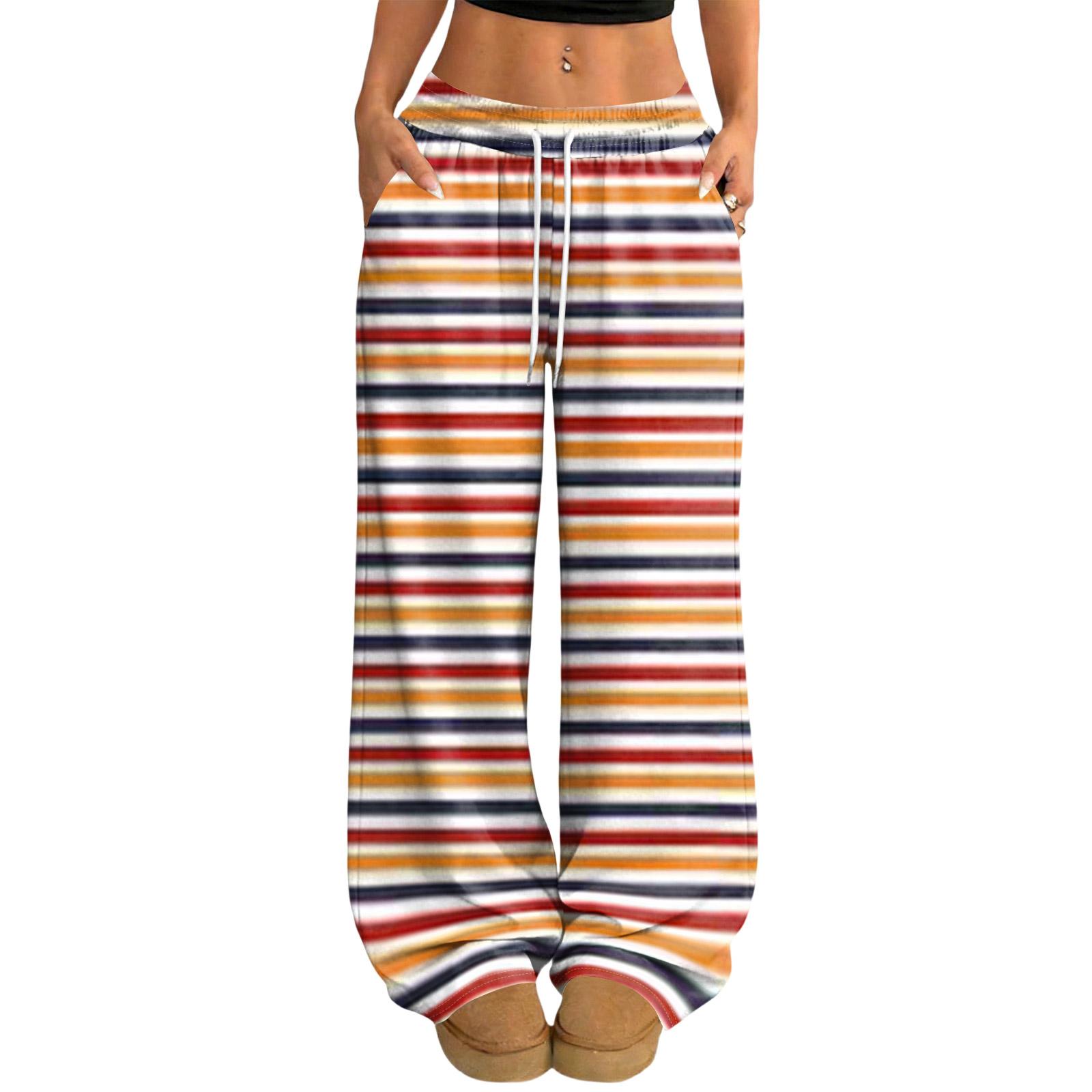 Women s Casual And Fashionable Printed Elastic Waist Loose Wide Leg Pants XL