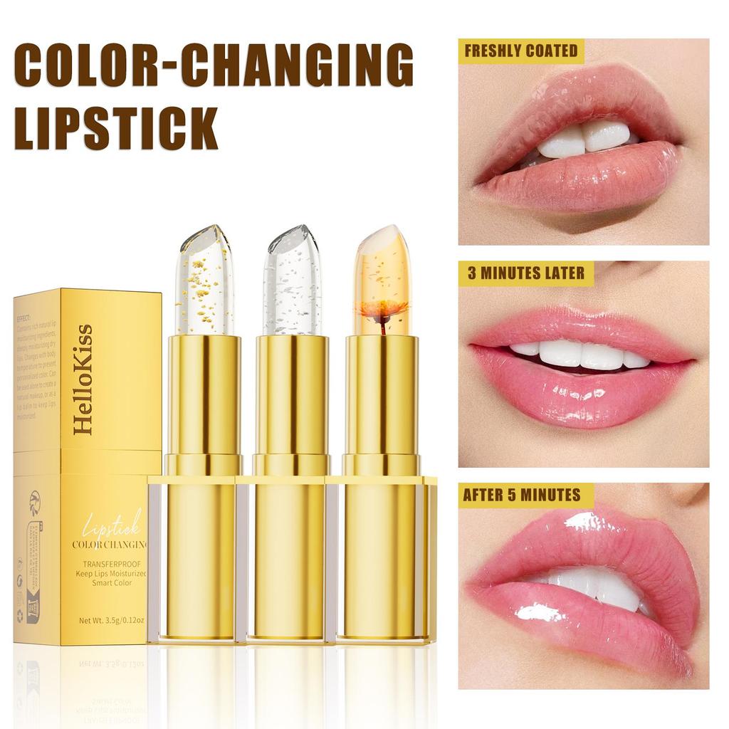 Temperaturfarbwechselnder Lippenbalsam Kristallgelee Blumenlippenstift Gloss Transparent Lang Anhaltend Feuchtigkeitsspendend Lippen Make-up Kosmetik