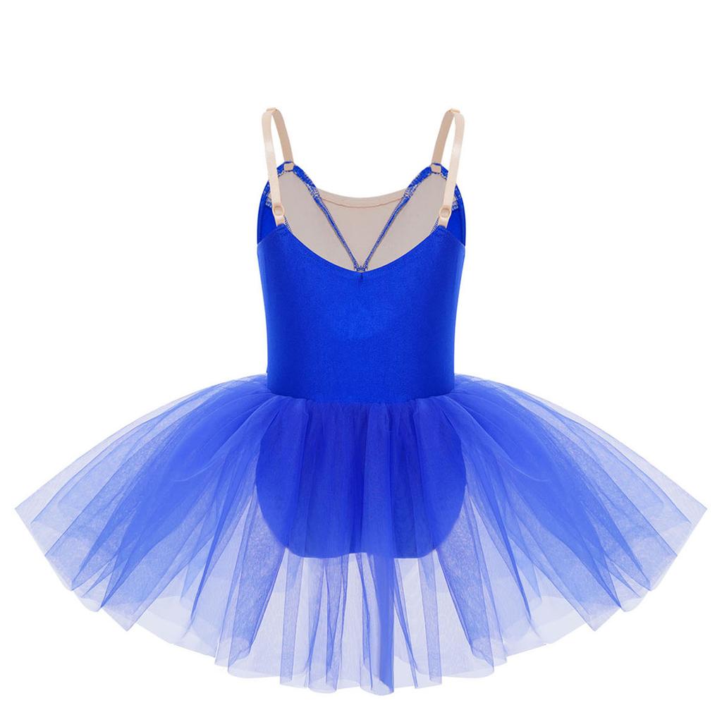 Dívčí baletní kostým na vystoupení: Bezrukávové krajkové tutu šaty s pohodlnými nastavitelnými ramínky pro snadné oblékání
