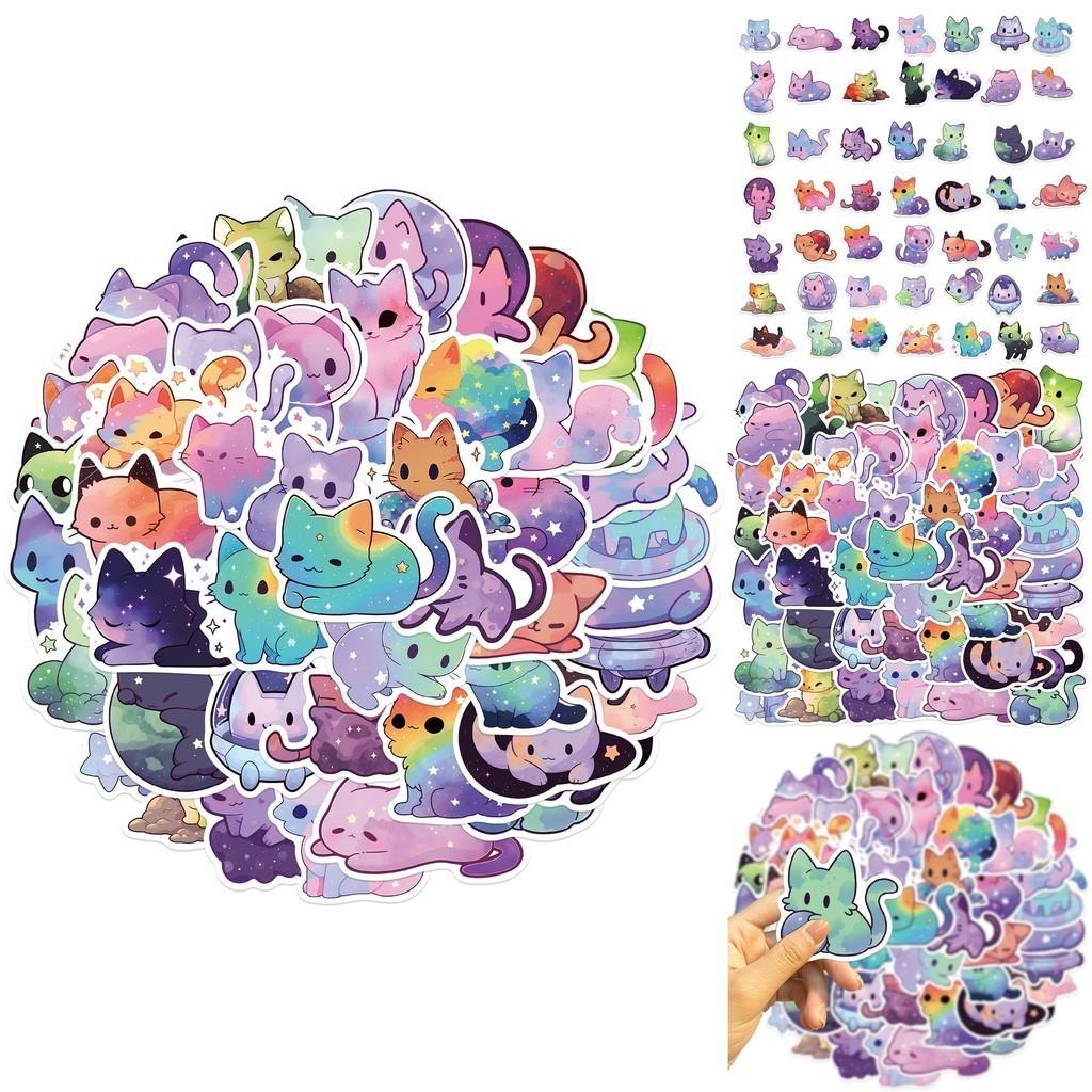 Colorful Starry Sky Cat Graffiti Stickers Decor For Guitar Notebook Luggage Diy Waterproof Decals Wholesale