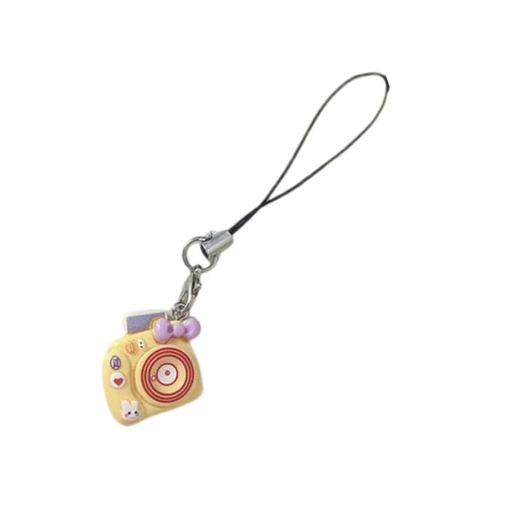 Cute Cartoon Mini Macaron Camera Charm Keychain Pendant Lightweight Phone Chain Resin Accessory For Bags Keys