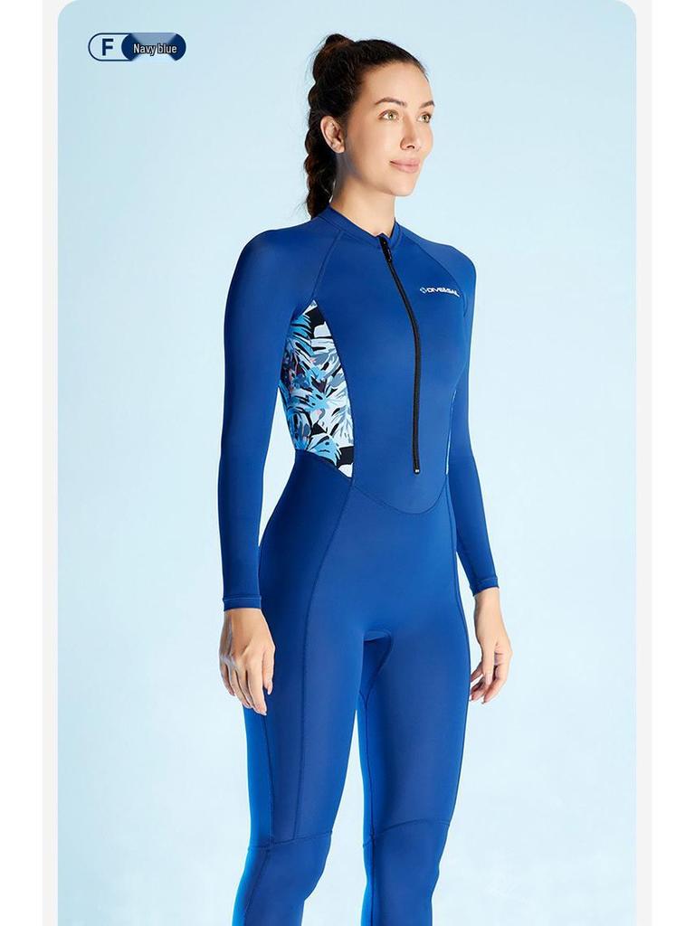Women's Long Sleeve Lycra Wetsuit - One-Piece Snorkeling & Surfing Suit, Quick-Drying and Jellyfish Protective
