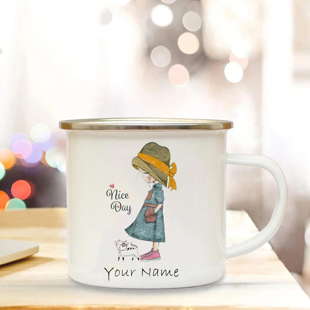 

Customizable Cup for Coffee Printed Name Mug Gift Wedding Customized Enamel Mug Unusual Tea Cup Funny Coffee Cups and Mugs Beer 360ml