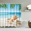 3D Scenic Landscape Seaside Beach Trees Flowers Shell Bath Curtain Shower Curtains for Bathroom Waterproof Polyester Frabic Hook