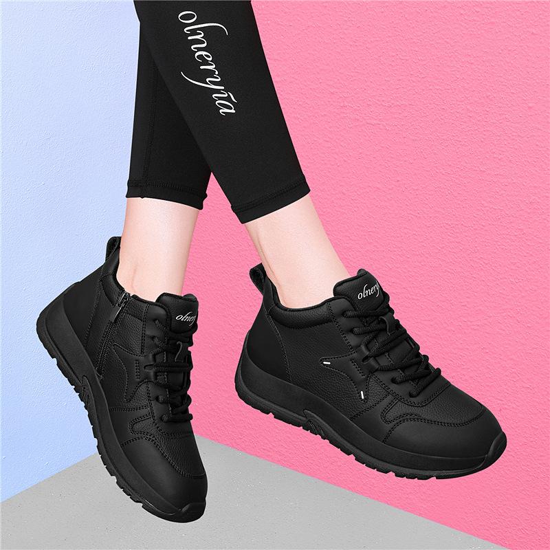 

Sports and leisure shoes New autumn and winter thick-soled heightening soft-soled velvet cotton shoes Versatile women s high-top women s shoes 35