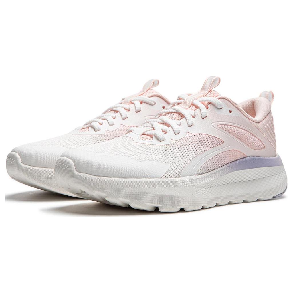 New LiNing Cushioned Wear-Resistant Lightweight Low-Top Casual Shoes Women's White Pink AGLU260-4