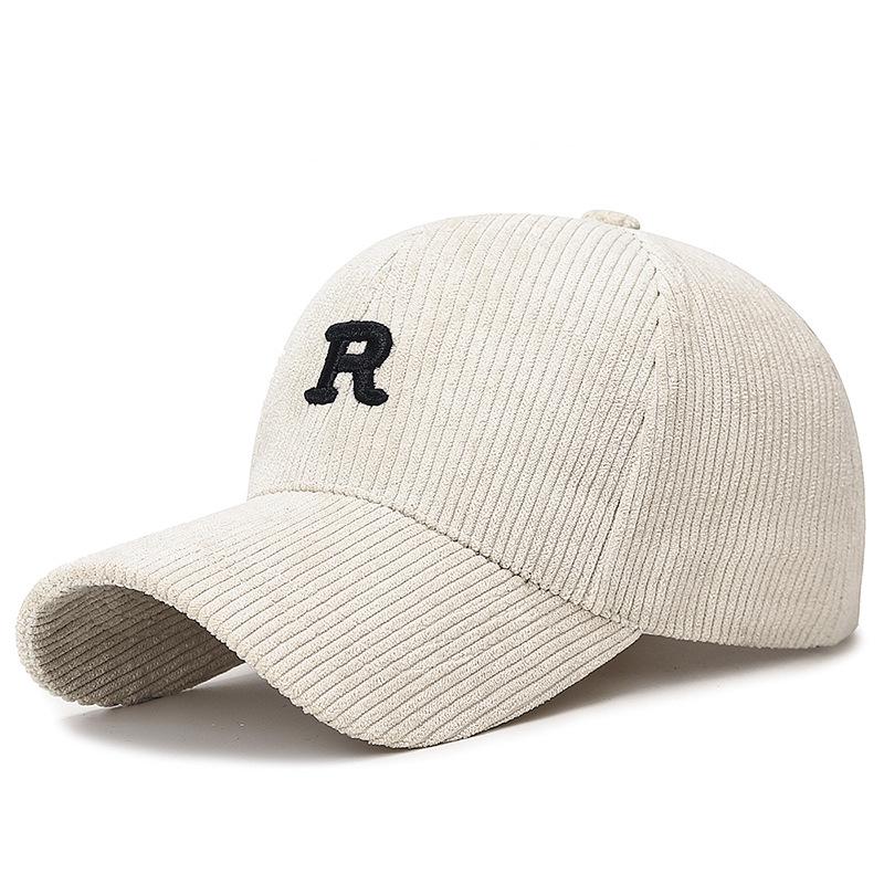 Solid Color 3D Letter R Corduroy Baseball Cap - Adjustable Fall/Winter Fashion Hat
