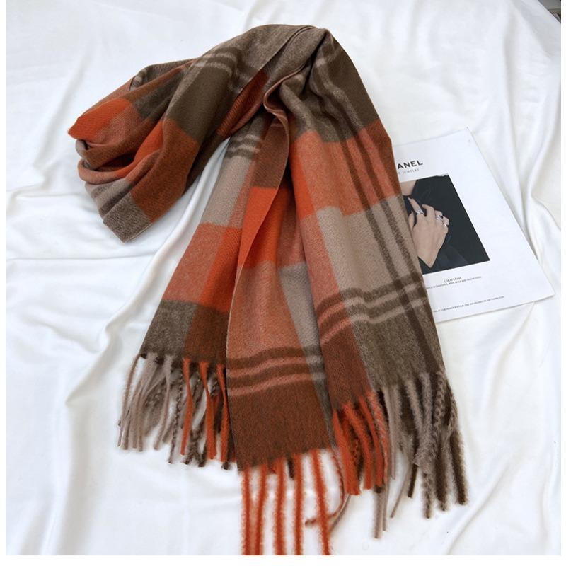 Schal Damen Neu Winter Karomuster Imitation Kaschmir Fransen Schal Verdickt Warm Schal