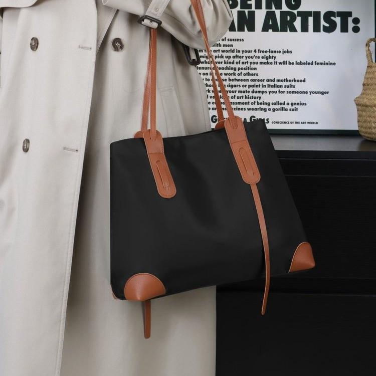 

Трендовая женская нейлоновая сумка через плечо большой вместимости 2025 - Модная, повседневная, универсальная сумка-тоут чёрный