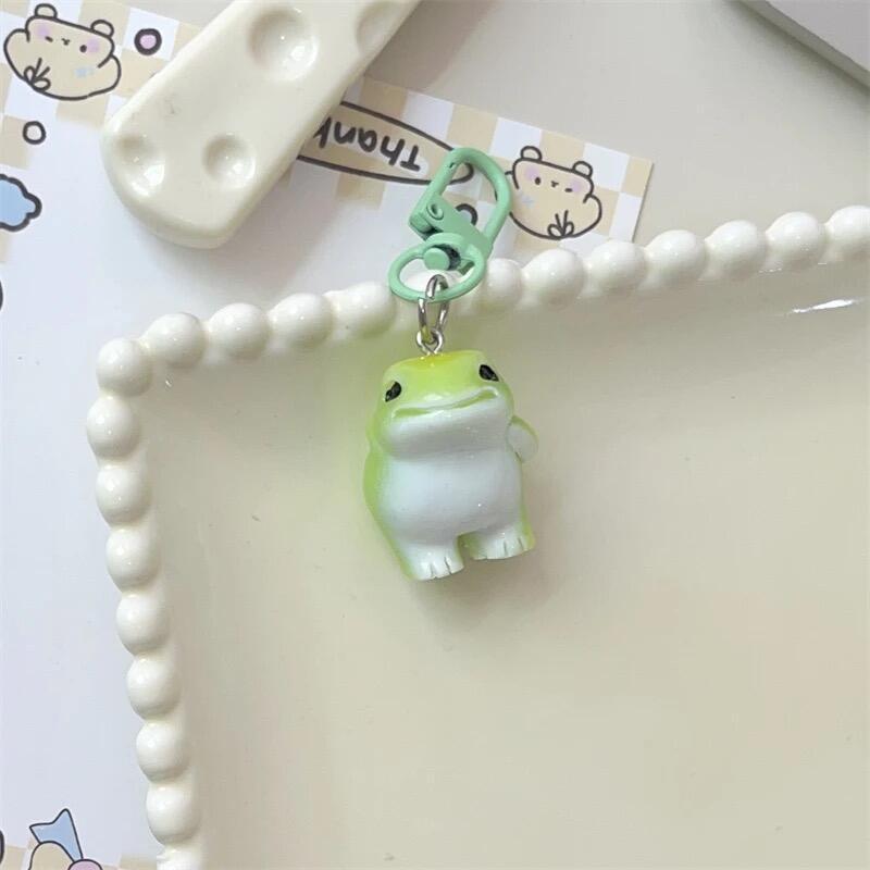 

1/6Pcs Animal Keychain Funny Green Frogs Resin Charms Pendant DIY Phone Chains Accessory For Jewelry Making Bag Decoration
