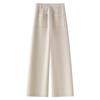 Women's 2024 Beige Cashmere Wide-Leg Pants - Autumn/Winter Style, Drapey Wool Straight-Leg Casuals.