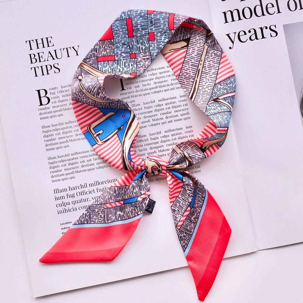 Korean Versatile Four seasons seasons Belt Chain Women's twill Decorative Small Silk Scarf Hair Band Binding Bag Handle Ribbon