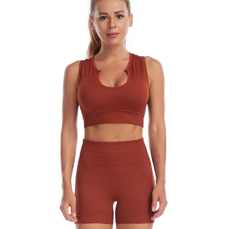 Women's Cross-Border Yoga Suit: Shockproof Sports Bra, Sexy Deep U Vest, and Fitness Running Shorts Set