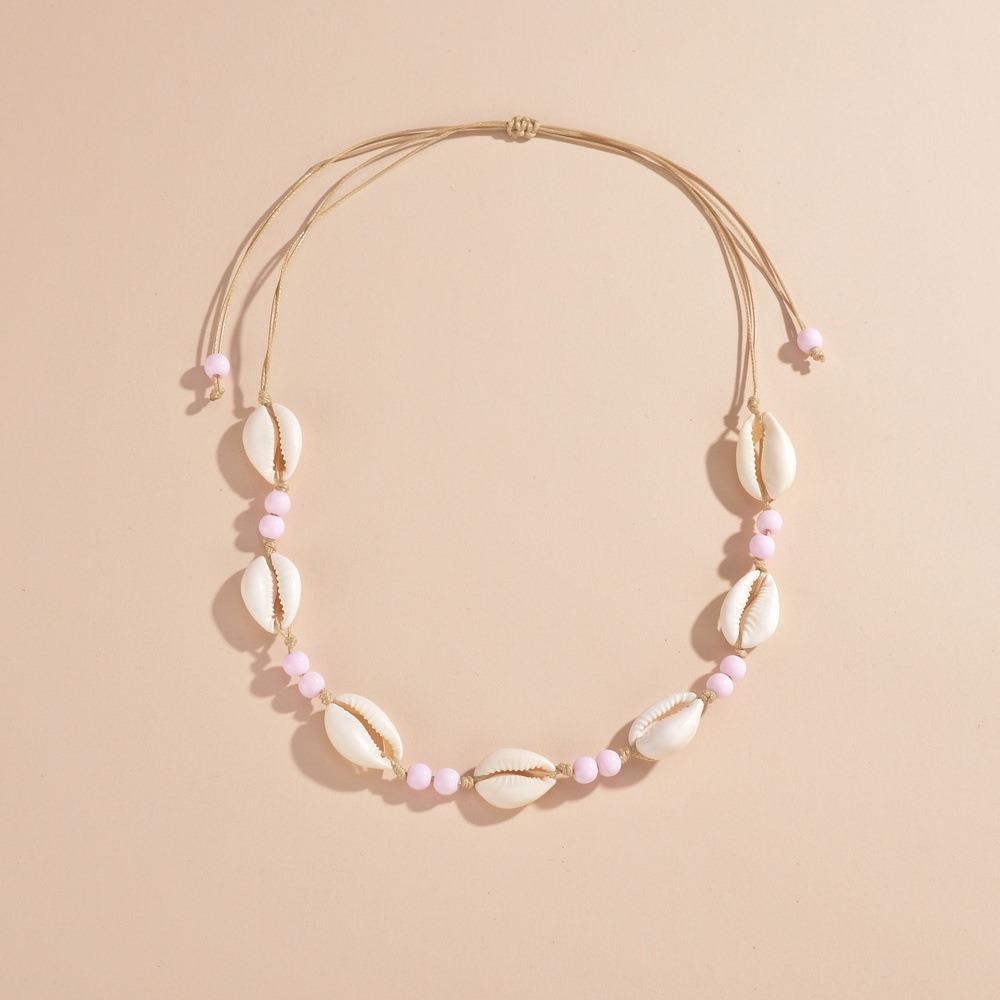 Adjustable Shell Beaded Necklace Shell Adjustable Neck Chain Minimalist Shell Braided Chain Woman