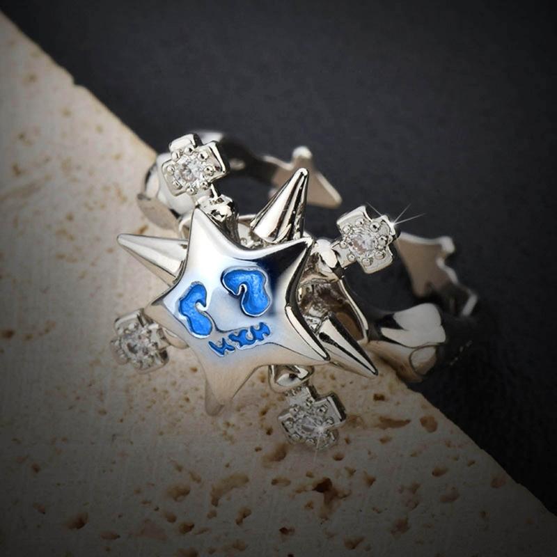 Fashion Rotating Star Ring For Women Girl Silver Color Trend Zircon Rotatable Open Ring Drop Shipping Party Gift