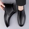 Fashion Luxury Brand Men Chelsea Boots Genuine Leather Winter Plush Ankle Boots Men's Dress Shoes Business British Style Casual Boots