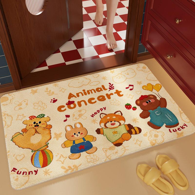 Imitation cashmere cartoon absorbent floor mat