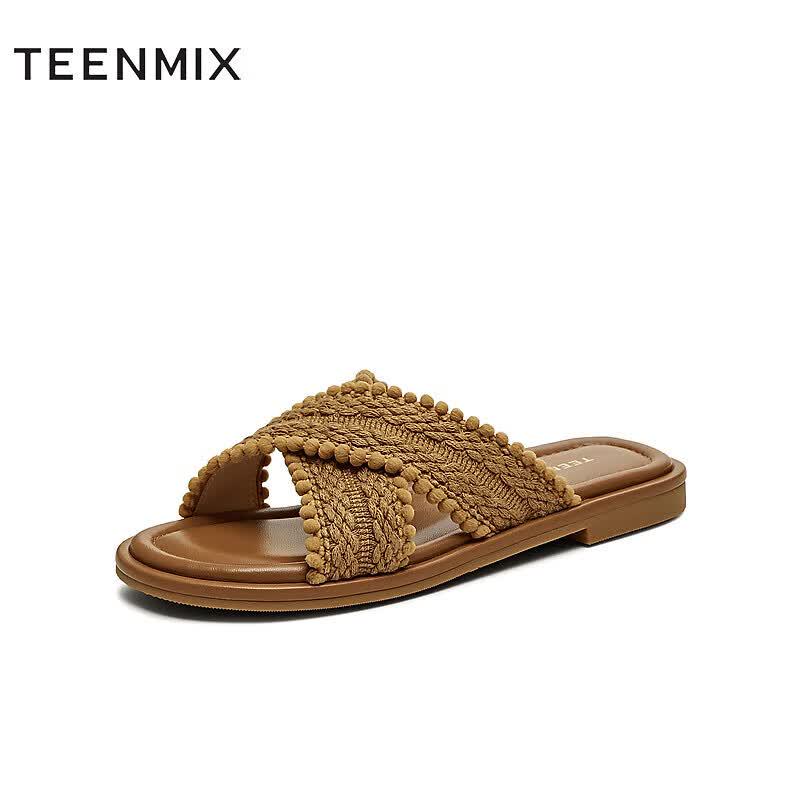TEENMIX Women's Retro Woven Bohemian Flat Sandals