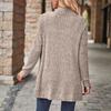 Women Ladies Solid Color Long Sleeve Length Cardigan Sweater Coat Top