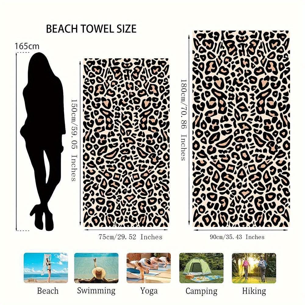 Telo da spiaggia sexy con stampa leopardata, elegante e alla moda, morbido, assorbente, ad asciugatura rapida, asciugamano sportivo da palestra, perfetto per piscine, esterni e spiaggia
