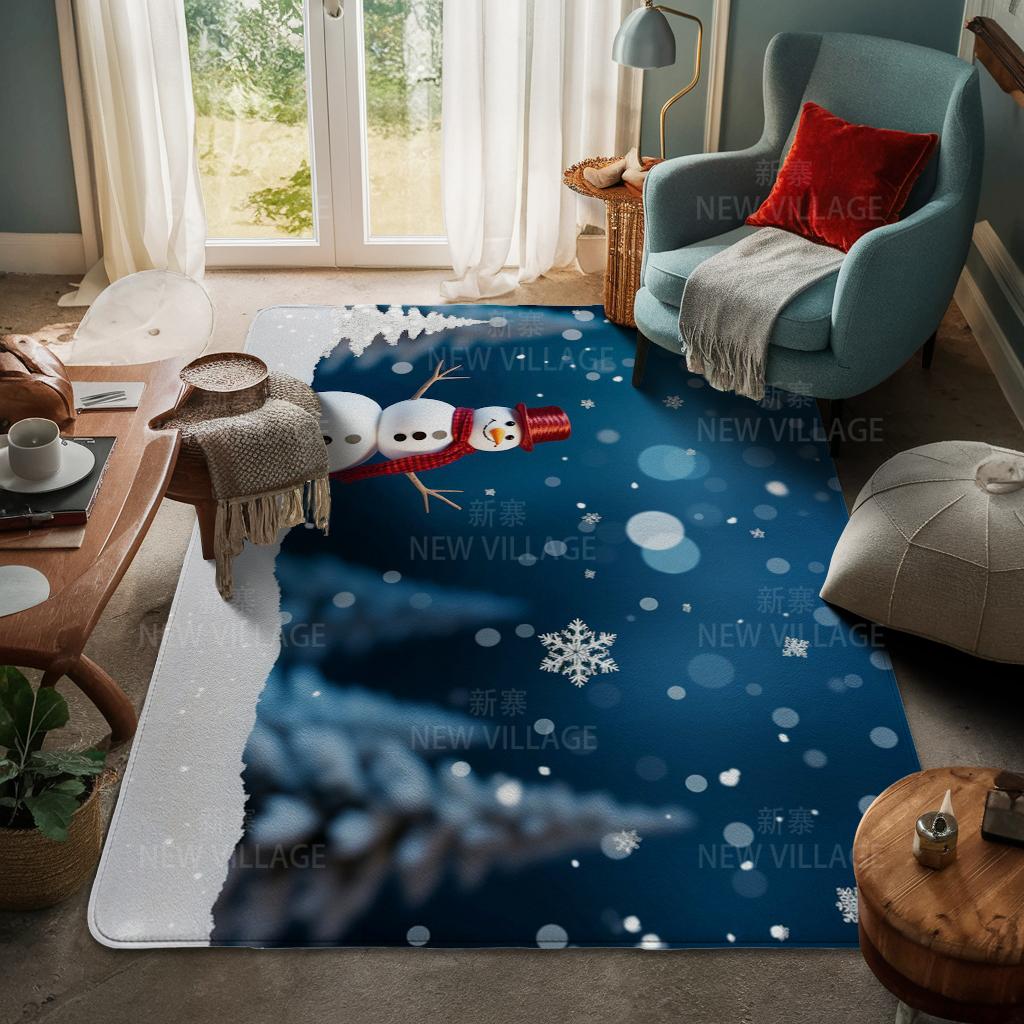 House Entrance Carpet Home Door Mat Living Room Bath Foot Bathroom Non-slip Water Absorption Rugs Bath Merry Christmas Winter