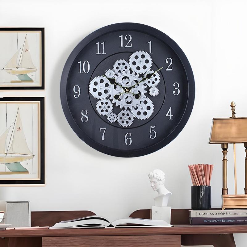 Industrial Retro Gear Wall Clock Old Craft Rotating Running Gear Clock Living Room Bedroom Wall Decoration Clock