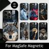 Wildes Wolf-Thema Handyhülle Für iPhone17,16,15,14,13,12,11 Plus,Pro Magnetisch mit Magsafe Kabelloses Laden