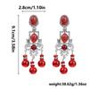 Vintage Ethnic Ruby Tassel Earrings - Long, Retro, and Bold Design