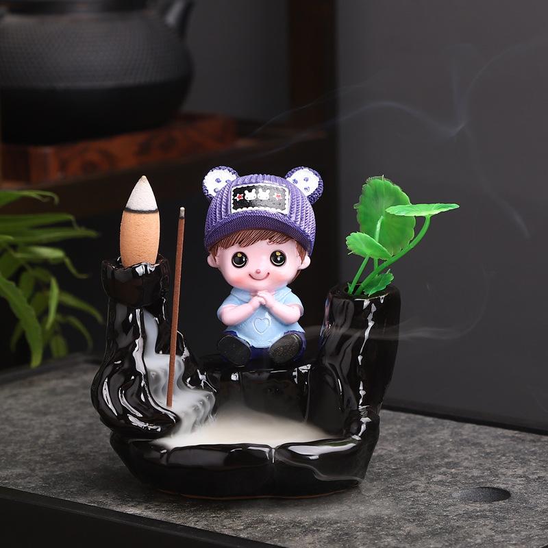 Hinterbrenner Keramik neue kreative Ornamente Räuchergefäß kleiner Mönch Berg fließendes Wasser