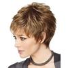 Women Straight Bangs Style Pixie Cut Synthetic Hair Wig Brown Mixed Short Wigs Machine Made