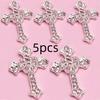 10/5pcs Punk Cross Nail Charms 3D Gold Silver Diamond Nail Art Decoration Sparkling DIY Manicure Rhinestones Jewelry for Women