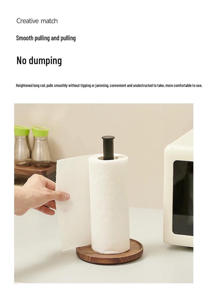 Natural Wood No-Punch Kitchen Paper Towel Holder and Hanging Rack