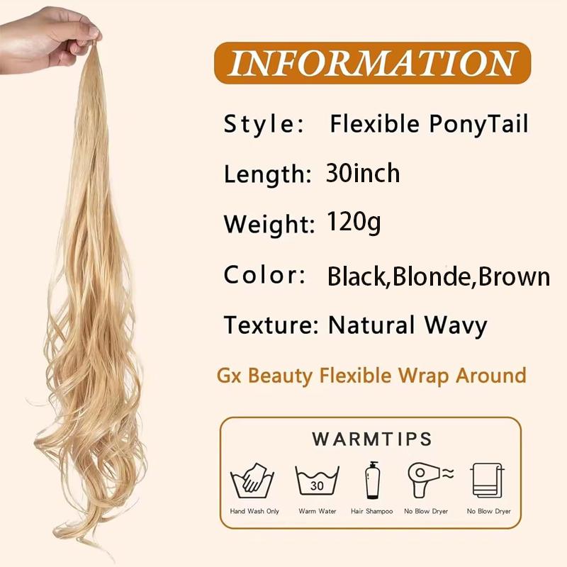 Ponytail Extension Flexible Wrap Around Hair Piece  Long Wavy Curly Hair Extensions for Women