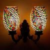 Double dome glass wall lamp for living & home decoration turkish lamp (Multicolour, bulb not included)