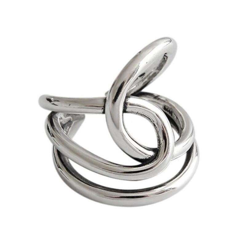 Fashion Personality Geometric Double Cross 925 Sterling Silver Jewelry Creative Woven Winding Opening Rings TYB395
