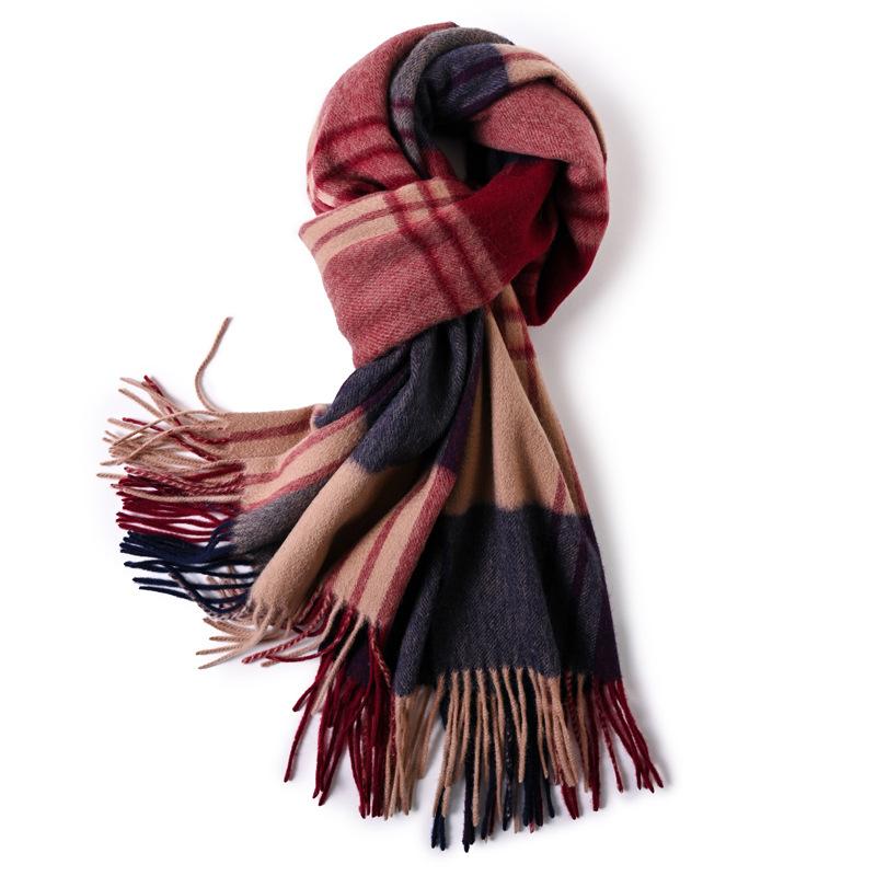 Milk camel pure wool scarf women's autumn and winter versatile thickened cashmere scarf new shawl dual-purpose